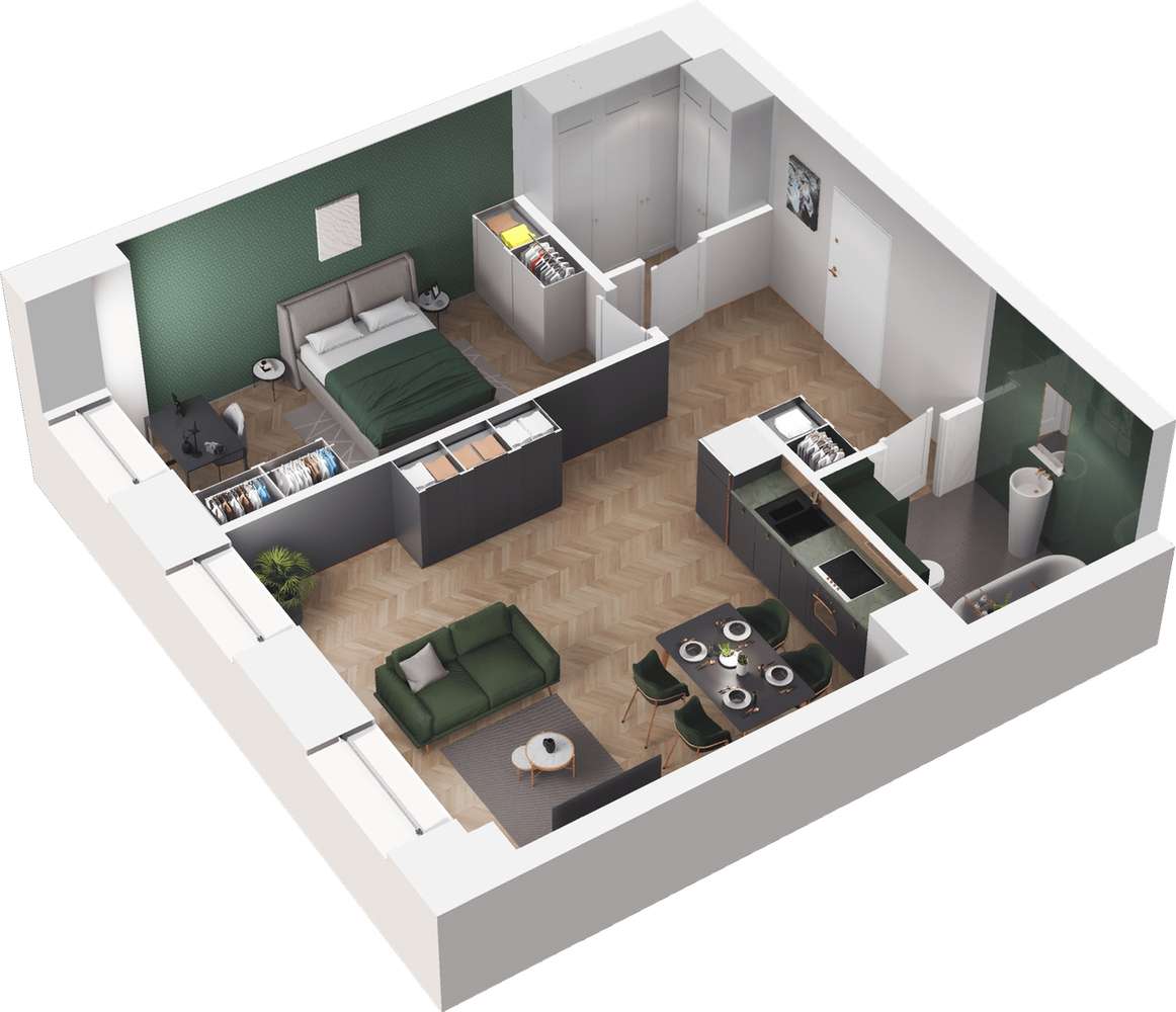 Kolejova 1 | mieszkanie 2-pok. | B.01.04 - Pełny obrazek: 4/9