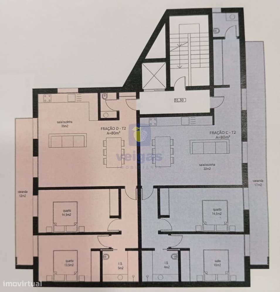 Apartamento T2, Novo, ao nível do 1º andar - Grande imagem: 3/5