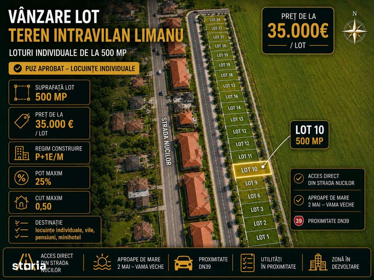 Vanzare loturi teren intravilan Vama Veche minim 500mp. PUZ-2