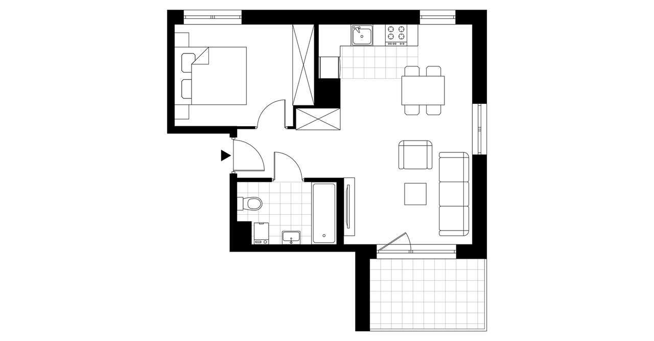 2-pokojowe mieszkanie 43m2 + balkon Bezpośrednio - Pełny obrazek: 3/8