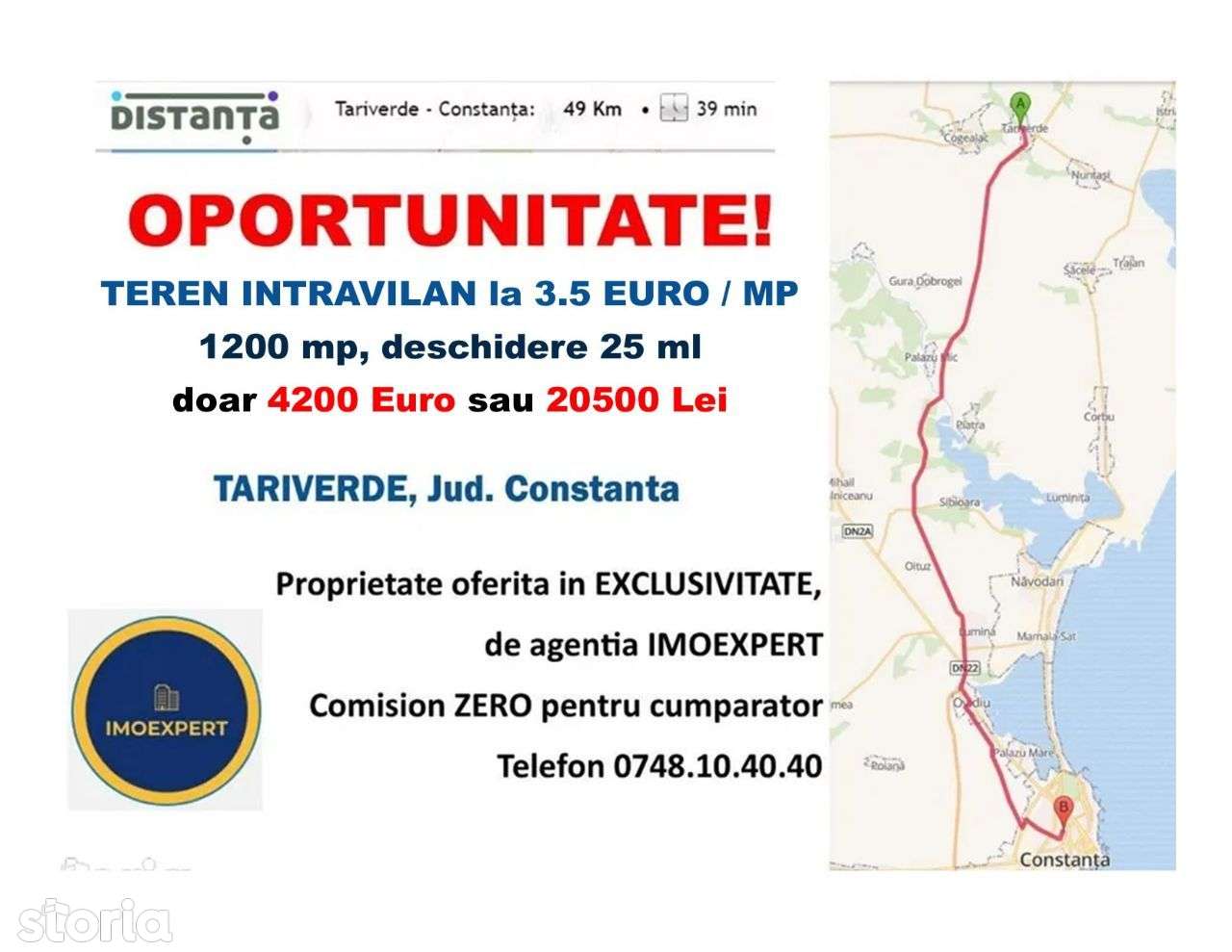 1 200 M Teren De Vanzare Constanta Judet Tariverde 5212363 Www Storia Ro