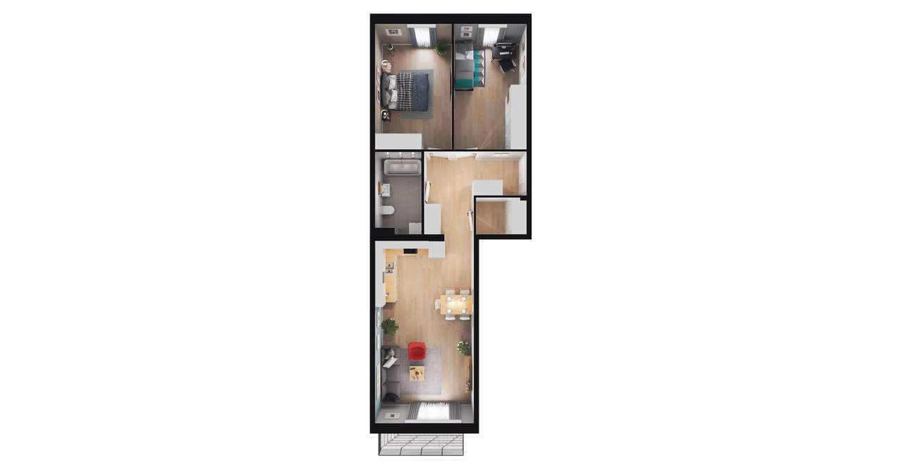 3-pokojowe mieszkanie 71m2 + balkon - Pełny obrazek: 2/8