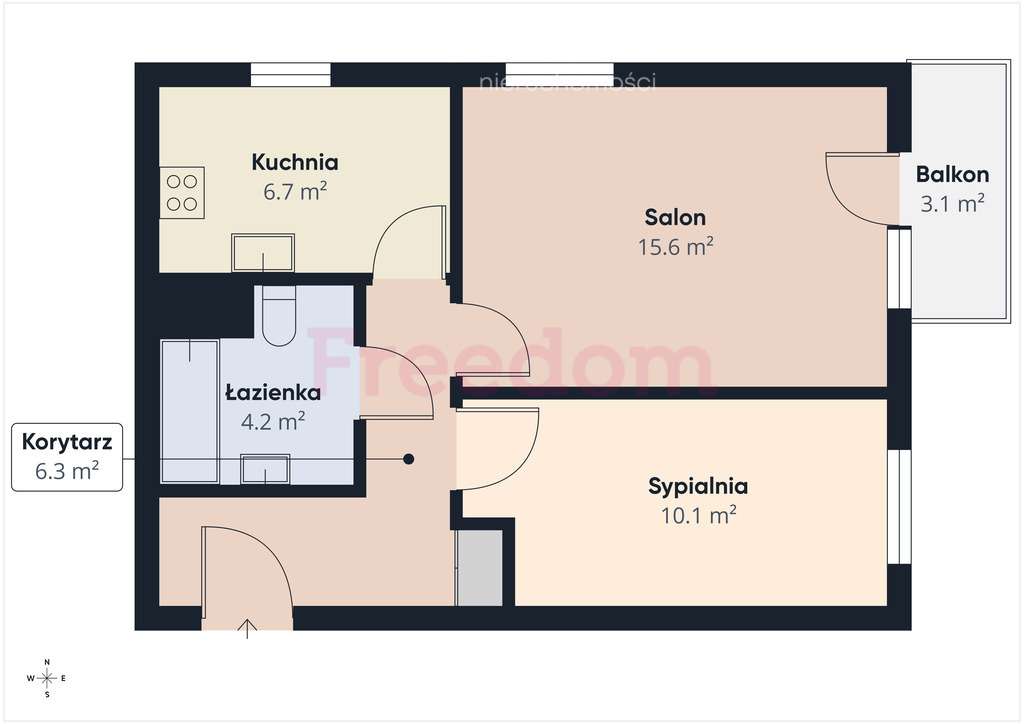 Atrakcyjne, wyposażone, 2 pokoje, 44 m - Pełny obrazek: 4/14