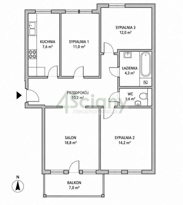 4-pokojowe mieszkanie 82 m²-1