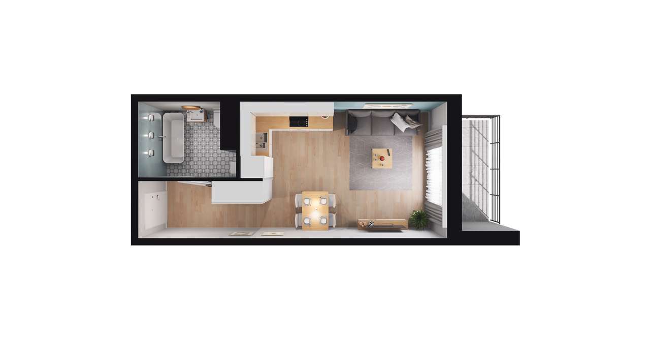 1-pokojowe mieszkanie 28m2 + balkon Bezpośrednio - Pełny obrazek: 2/8