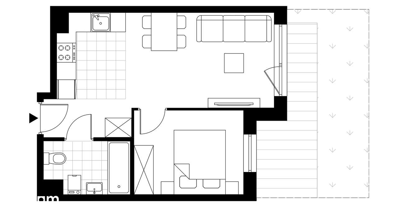 2-pokojowe mieszkanie 36m2 + ogródek Bez Prowizji - Pełny obrazek: 3/8