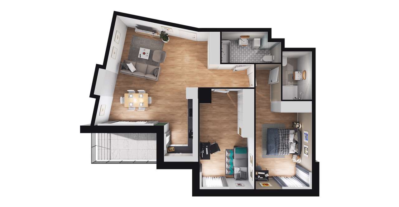 3-pokojowe mieszkanie 79m2 + balkon - Pełny obrazek: 2/8