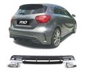 DIFUSOR PARA MERCEDES CLASSE A W176 15-18 LOOK A-45 AMG PRETO BRILHO + PONTEIRAS ESCAPE - 1