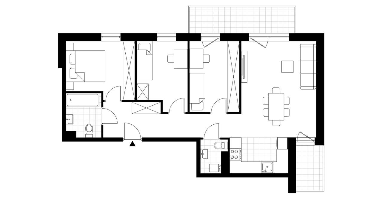 4-pokojowe mieszkanie 68m2 + 2 balkony - Pełny obrazek: 3/8