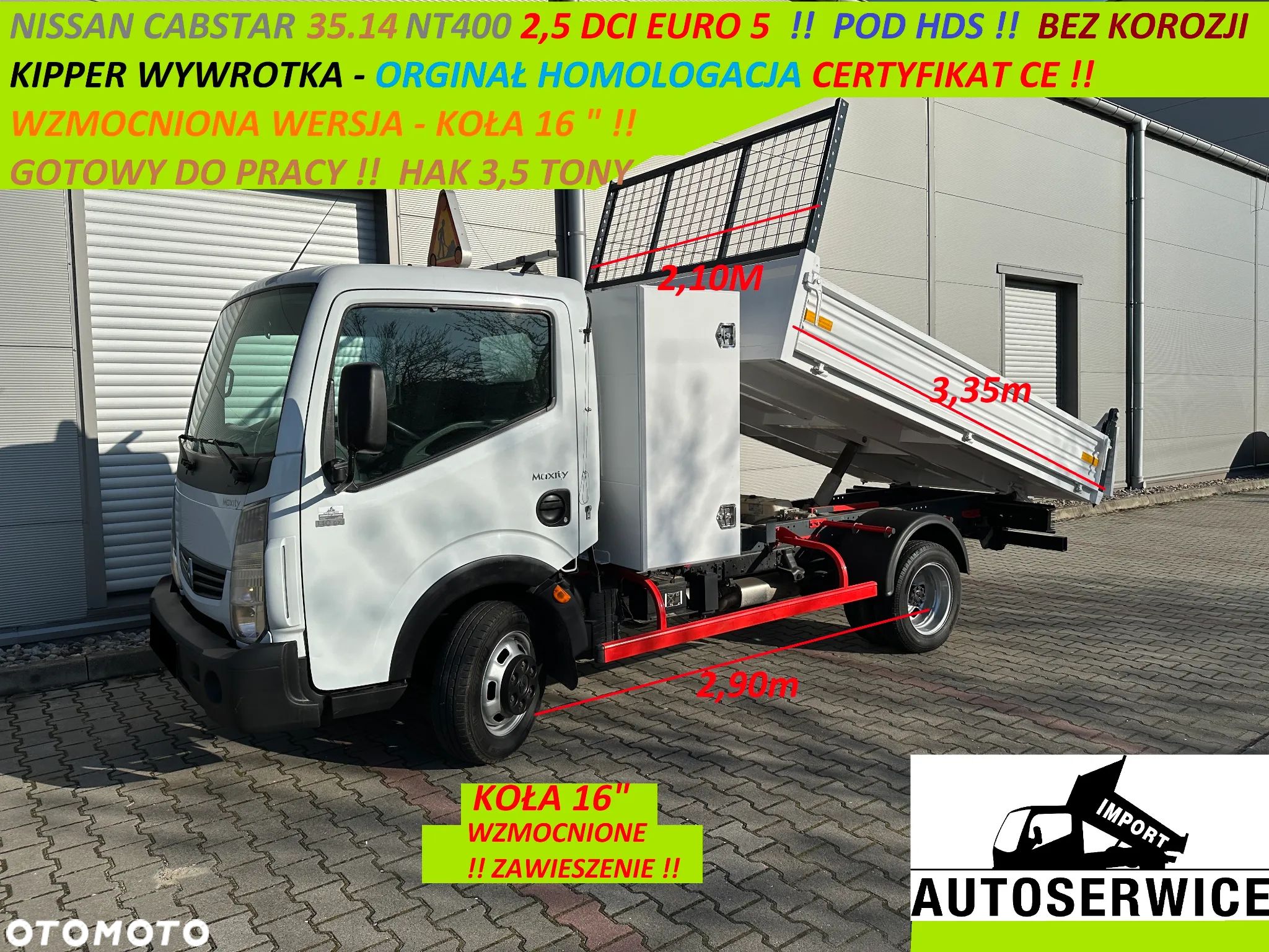 Nissan CABSTAR NT400 35.14 2,5 DCI Kipper Wywrotka Pod HDS Koła 16&quot; Wzmocniony - 1