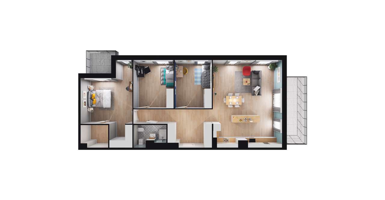 4-pokojowe mieszkanie 110m2 + 2 balkony - Pełny obrazek: 2/8