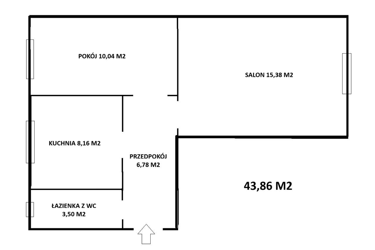 Do remontu: 2 pokoje, 43,86 m2, 1 piętro, gazowe, niski czynsz BYTOM-5