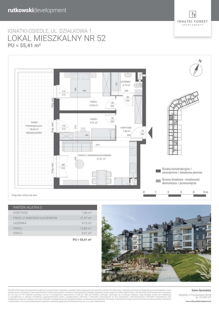 3-pokojowe mieszkanie 55m2 Bez Prowizji - Pełny obrazek: 2/7