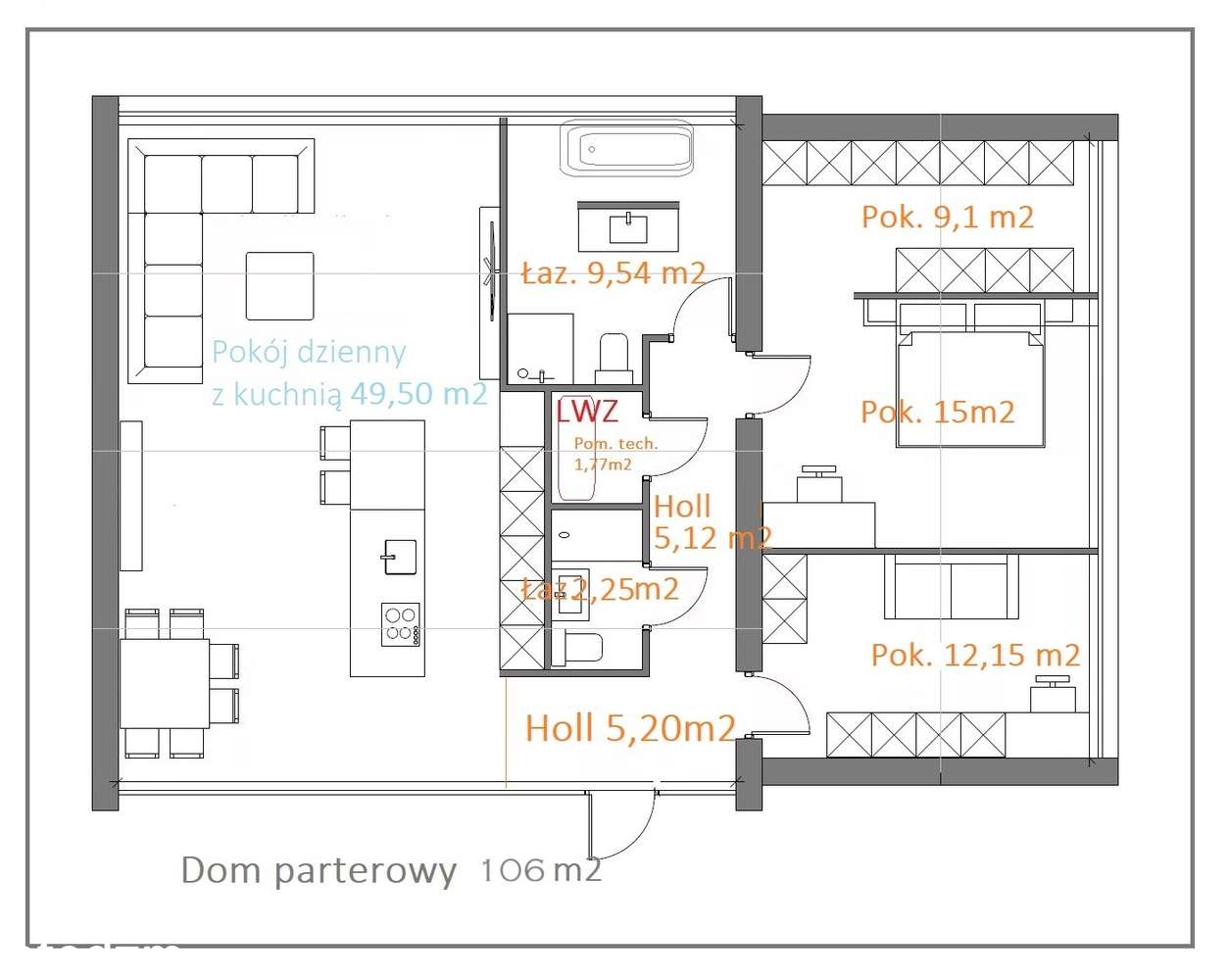 Dom HISINGEN 106 m2, stan deweloperski-1
