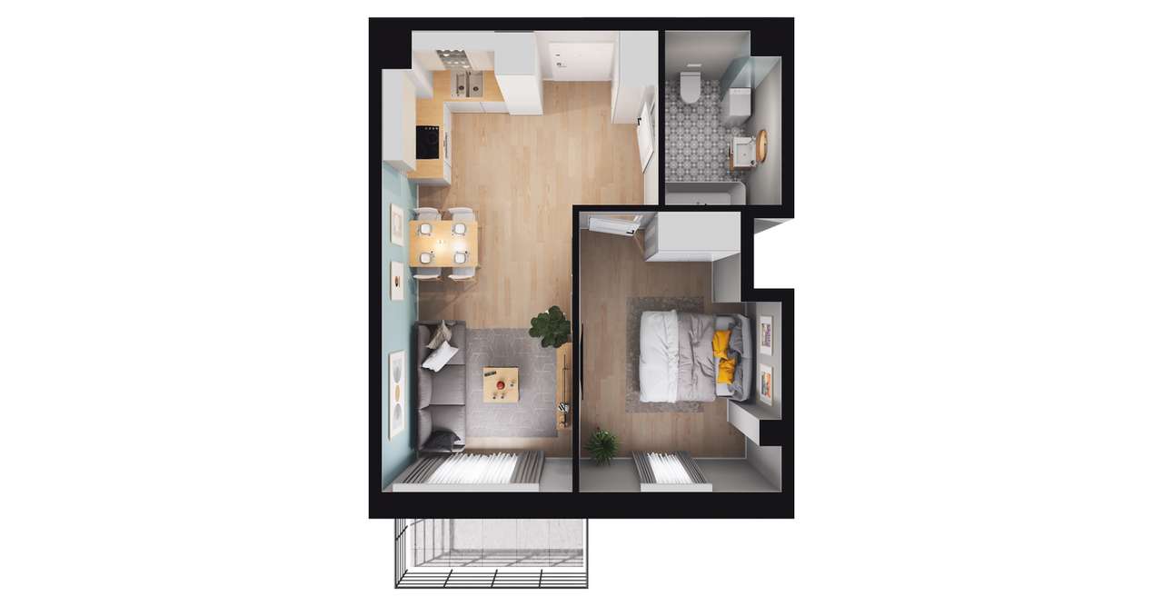 2-pokojowe mieszkanie 37m2 + balkon Bez Prowizji - Pełny obrazek: 2/8