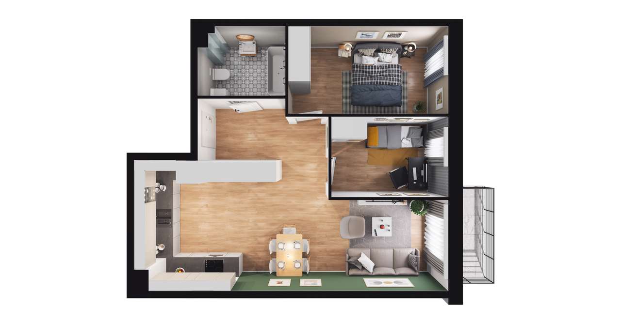 2-pokojowe mieszkanie 53m2 Bez Pośredników - Pełny obrazek: 2/8