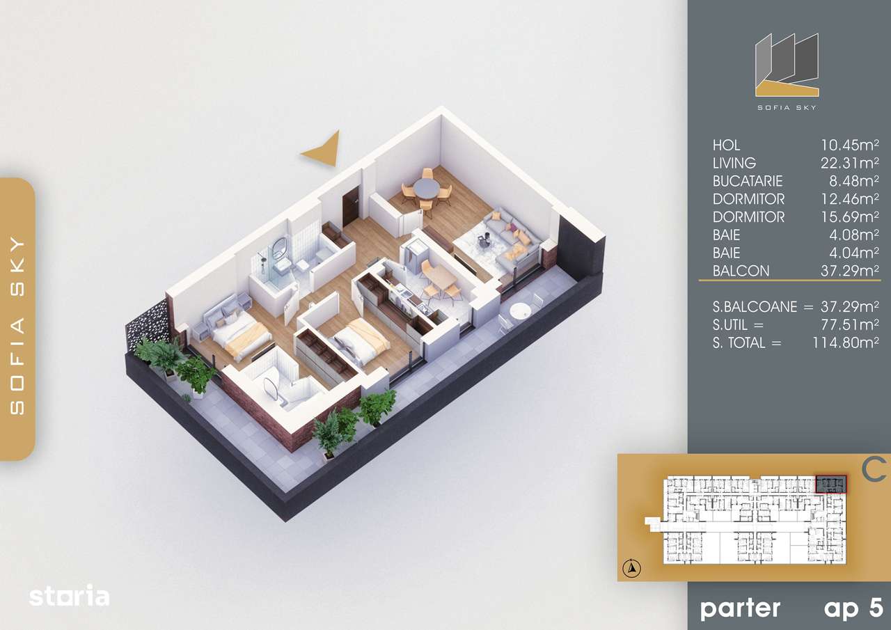 3 camere mutare papida 700 metri Metrou Nicolae Teclu - Imagine principală: 1/12