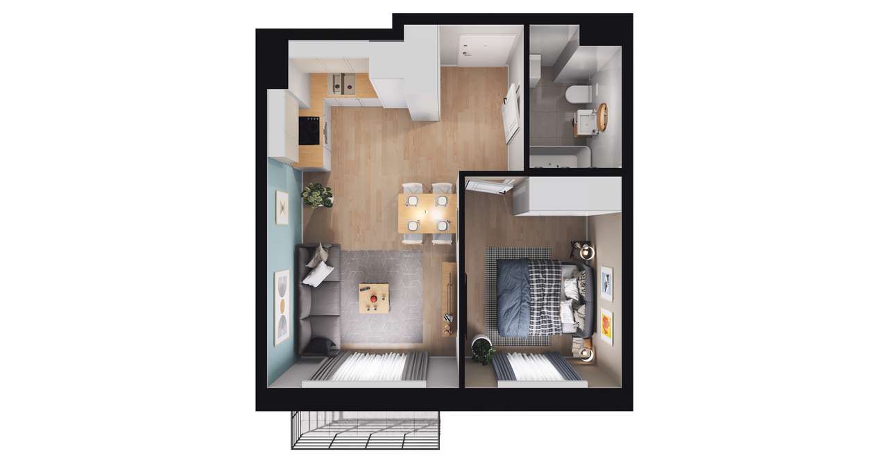 2-pokojowe mieszkanie 36m2 + balkon Bez Prowizji - Pełny obrazek: 2/7