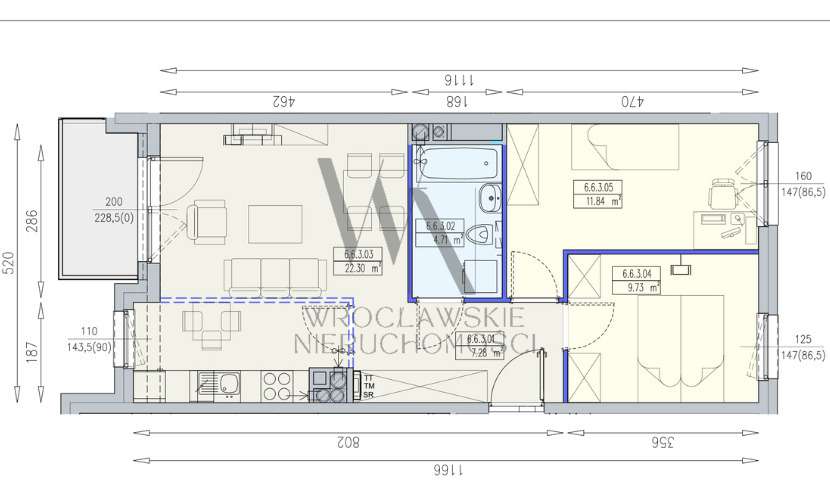 Południk 17 – Cesja | 3 pokoje | VI piętro | - Pełny obrazek: 3/5
