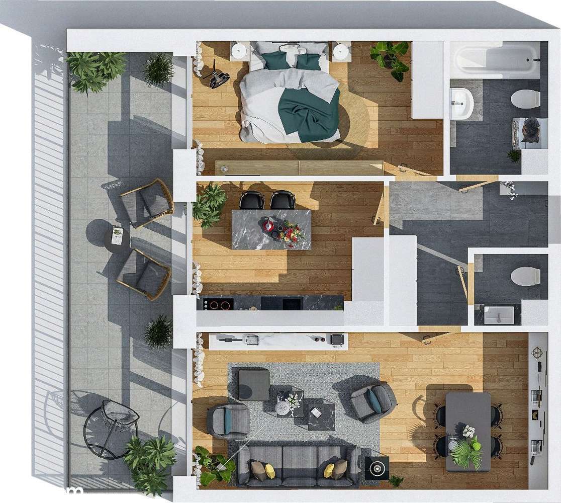 2-pokojowy lokal | 54m2 | Balkon - Pełny obrazek: 3/12