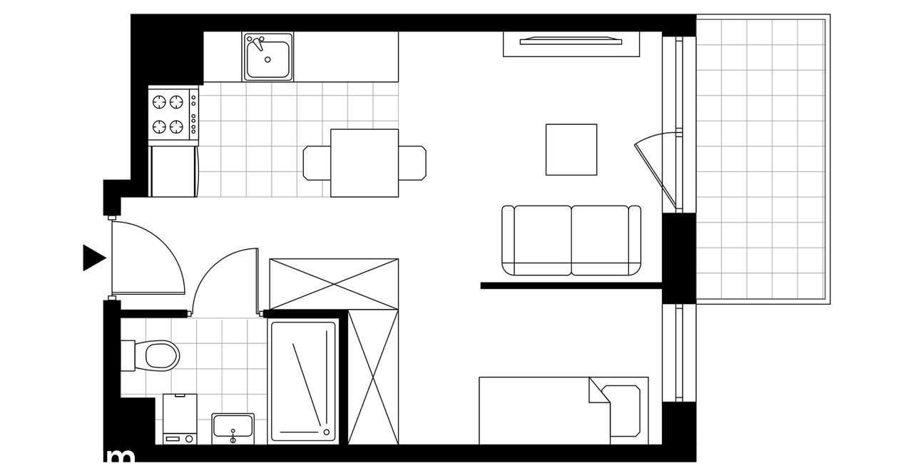 1-pokojowe mieszkanie 28m2 + balkon Bezpośrednio - Pełny obrazek: 3/8