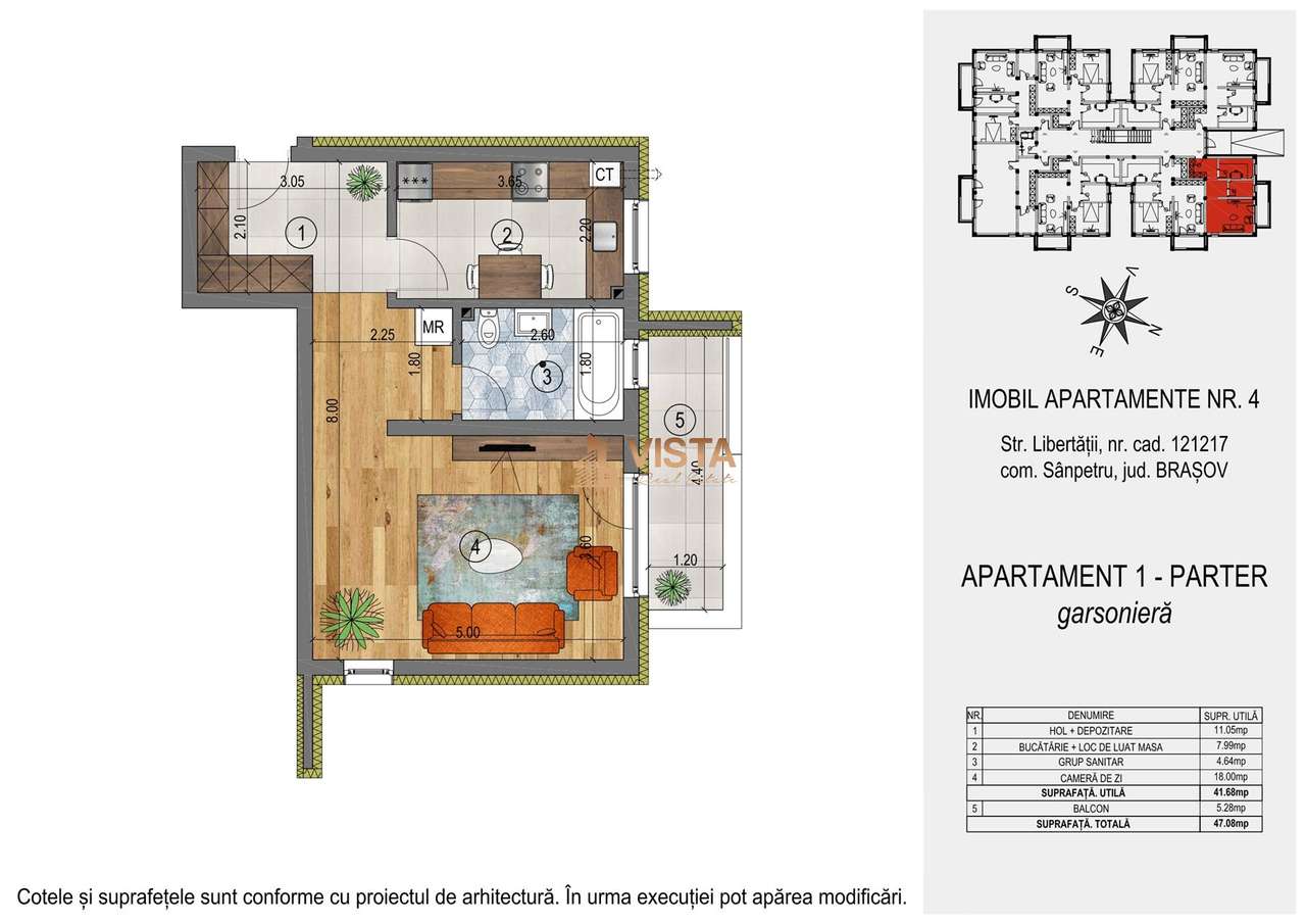 Orizont Residence Sânpetru , Garsoniera decomandata, 41.68 mp, Sanpetr - Imagine principală: 2/8