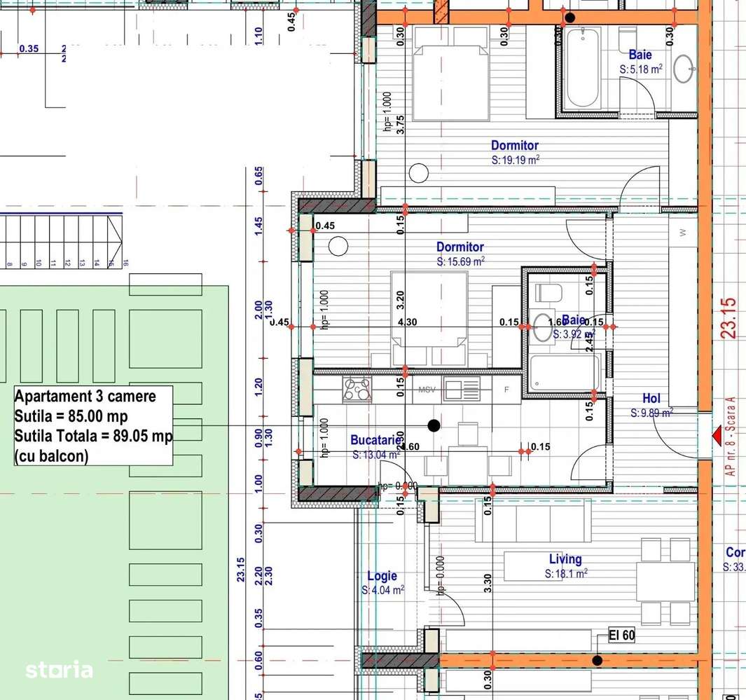 Ap 3 Camere spatios / 2 bai decomandat / Dormitor 19mp / 15 min metrou - Imagine principală: 2/20