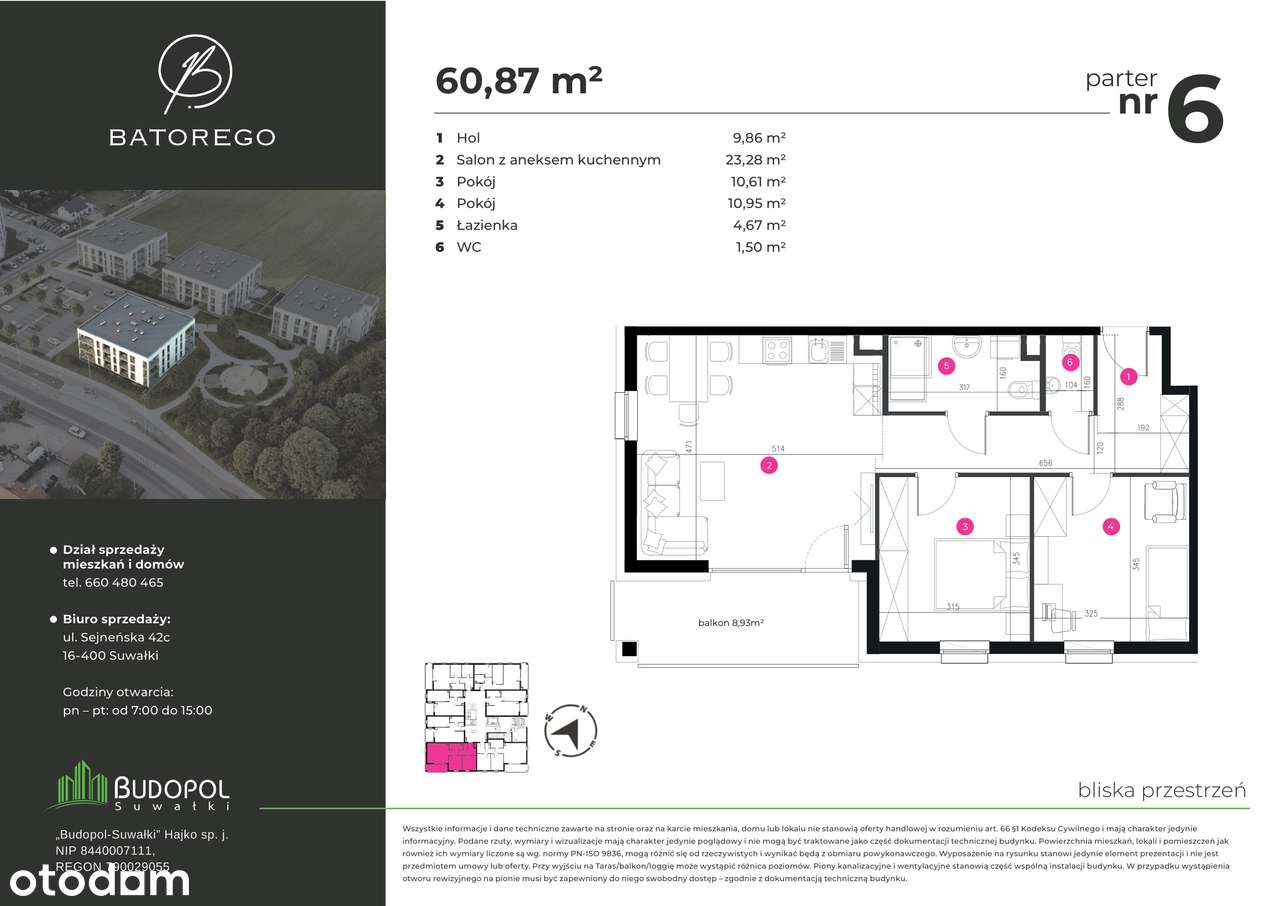 Apartament D6 3 pokoje | 60.87 m² | Niska zabudowa z windą | Batorego - View 2