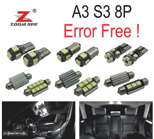 KIT COMPLETO DE 20 LÂMPADAS LED INTERIOR PARA 2003-2013 PARA AUDI A3 S3 8 P 3 PUERTA Y 5 PUERTA SPO - 1