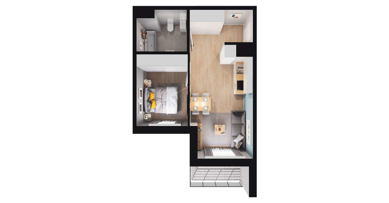 2-pokojowe mieszkanie 36m2 + balkon Bezpośrednio - Pełny obrazek: 2/8