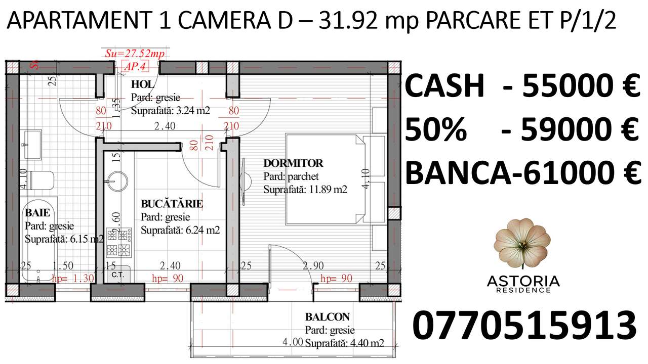 Capat CUG Apartament 1 camera D 31.9 m parter fata Lunca Cetatuii - Imagine principală: 2/10