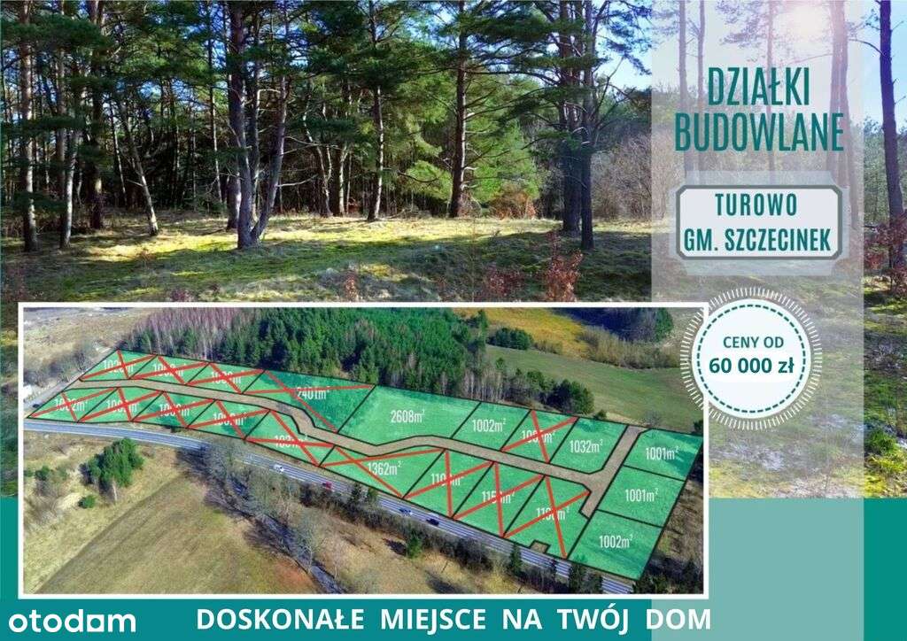 Duże działki pod budowę domu, tuż obok Szczecinka.