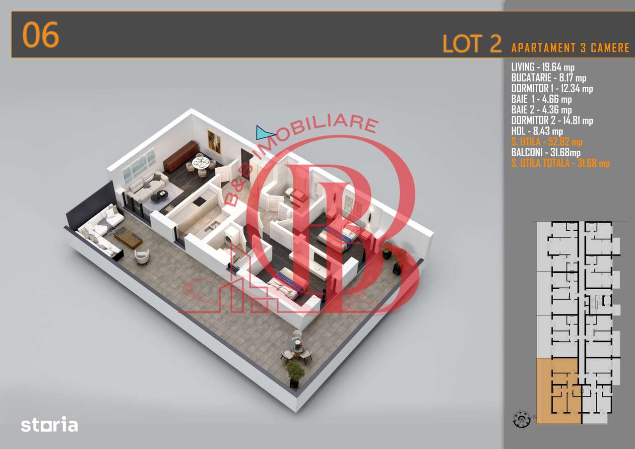 Apartament 3 camere cu Terasa Titan Th. Pallady-Sector 3