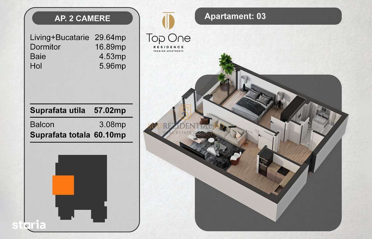 Apartament premium, modern compartimentat, 2 camere, zona Marriott, S5 - Imagine principală: 4/20