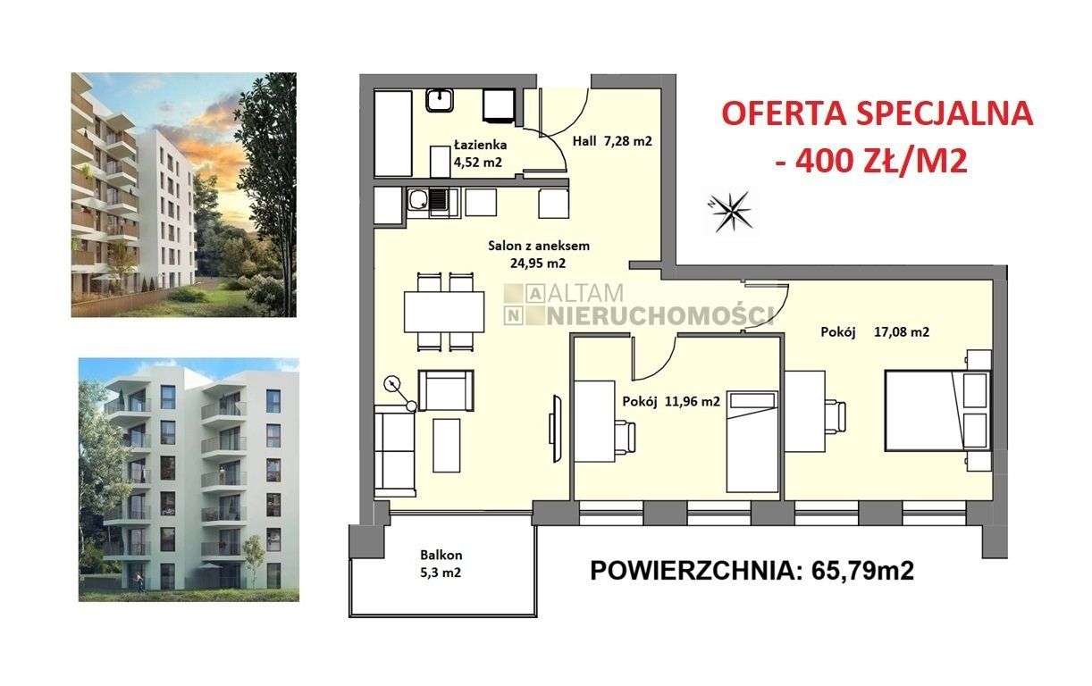 3-4pok 66 m² balkon|Oferta Specjalna|06.2026|0% - Ansicht 2