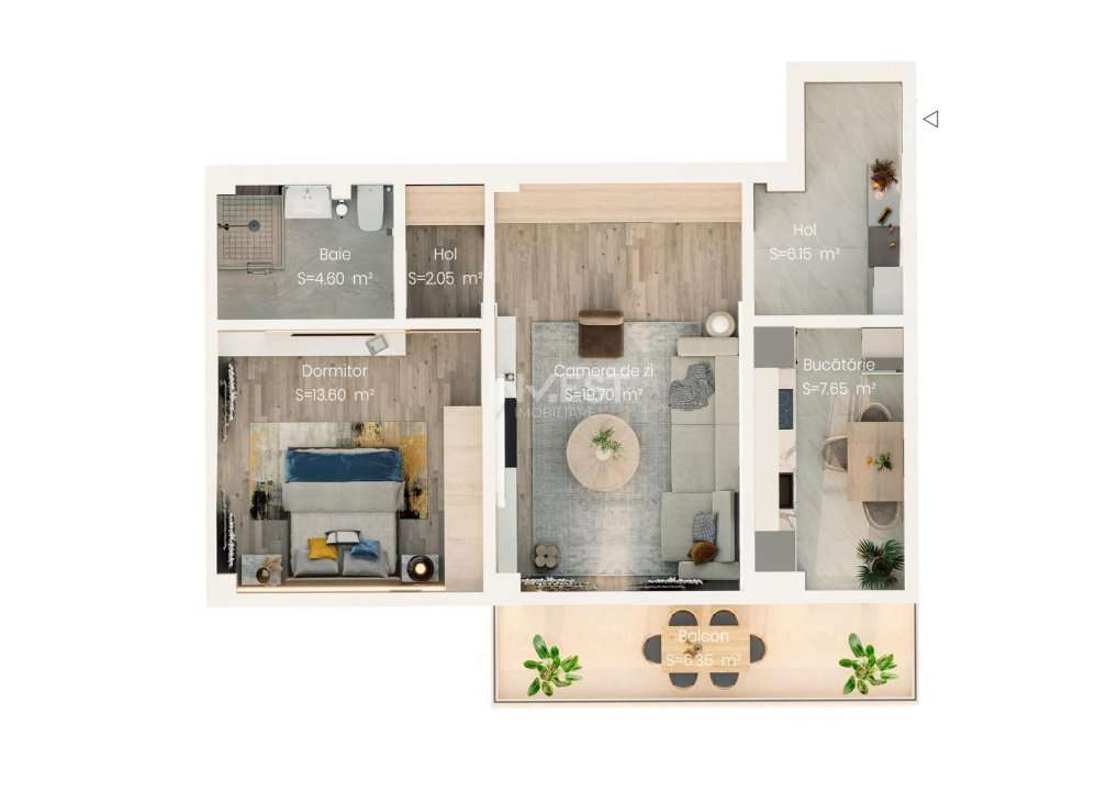 COMISION 0%! 2 CAMERE DECOMANDAT 60MP MALL MOLDOVA - Imagine principală: 2/2