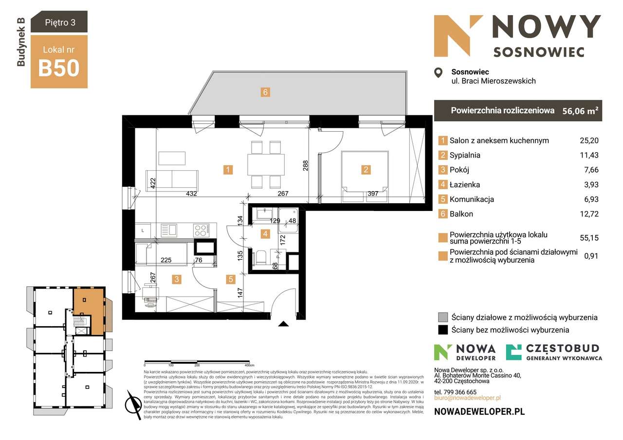 Wyjątkowe 3-pok. z balkonem ponad 12m2! Zagórze - Pełny obrazek: 2/12