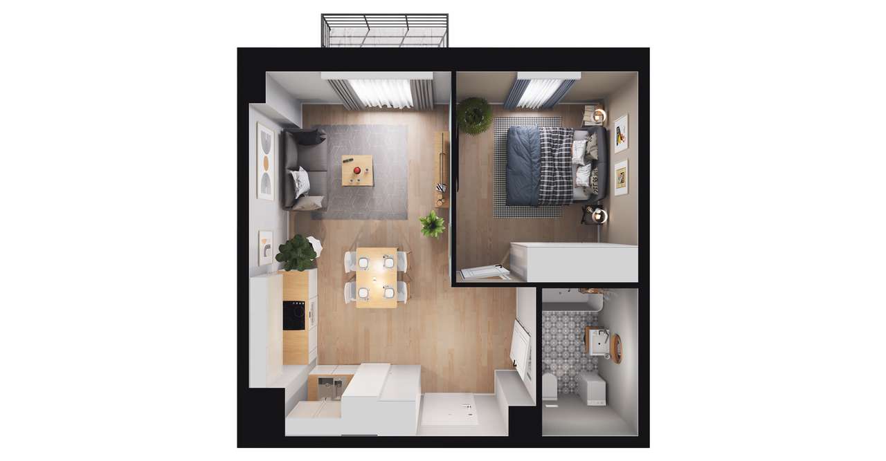 2-pokojowe mieszkanie 36m2 + balkon Bezpośrednio - Pełny obrazek: 2/6