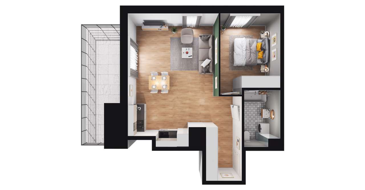 2-pokojowe mieszkanie 52m2 + taras Bez Prowizji - Pełny obrazek: 2/8