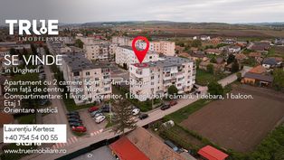 Apartament cu 2 camere, 55m² utili + balcon 4m², Ungheni!