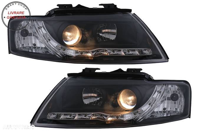 Faruri LED DRL Audi A4 Cabriolet B6 8H7 8HE (2002-2006) Negru- livrare gratuita - 6