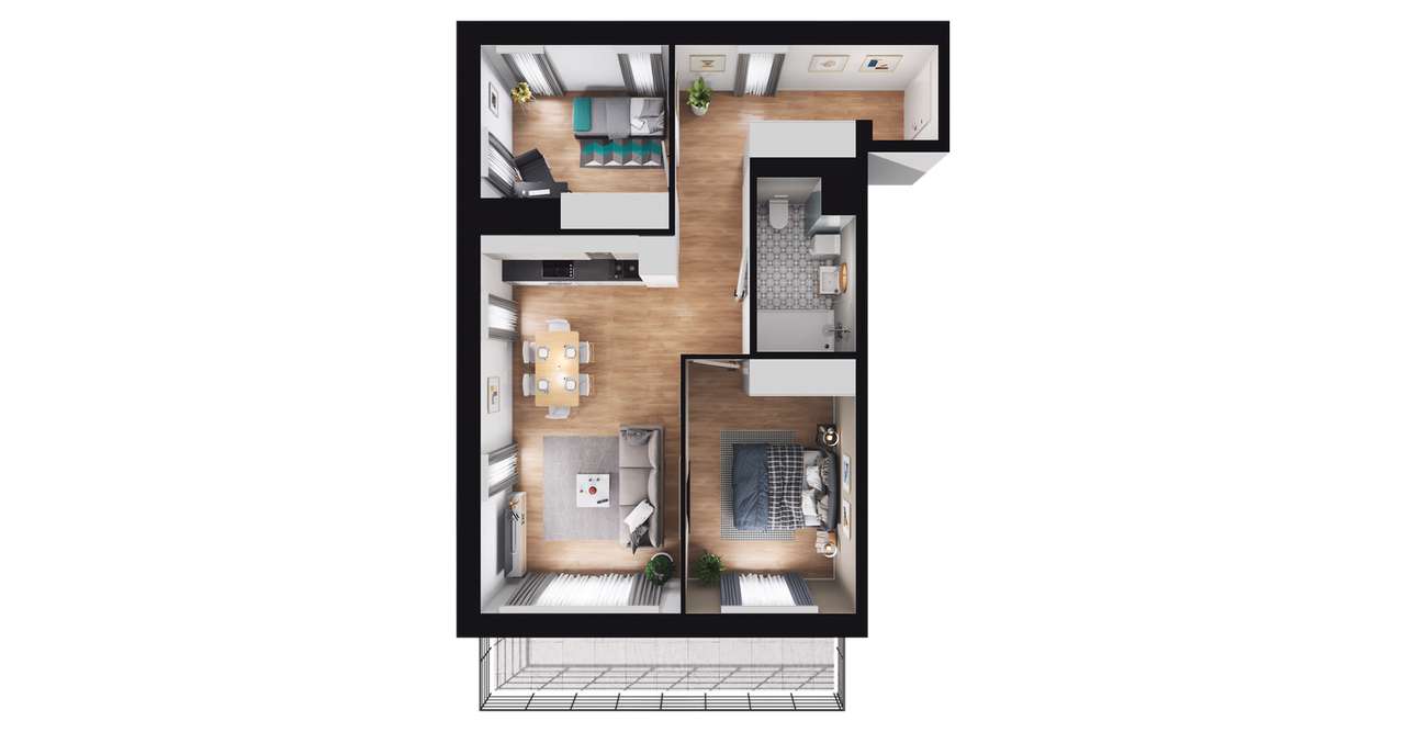 3-pokojowe mieszkanie 54m2 + balkon Bezpośrednio - Pełny obrazek: 2/8