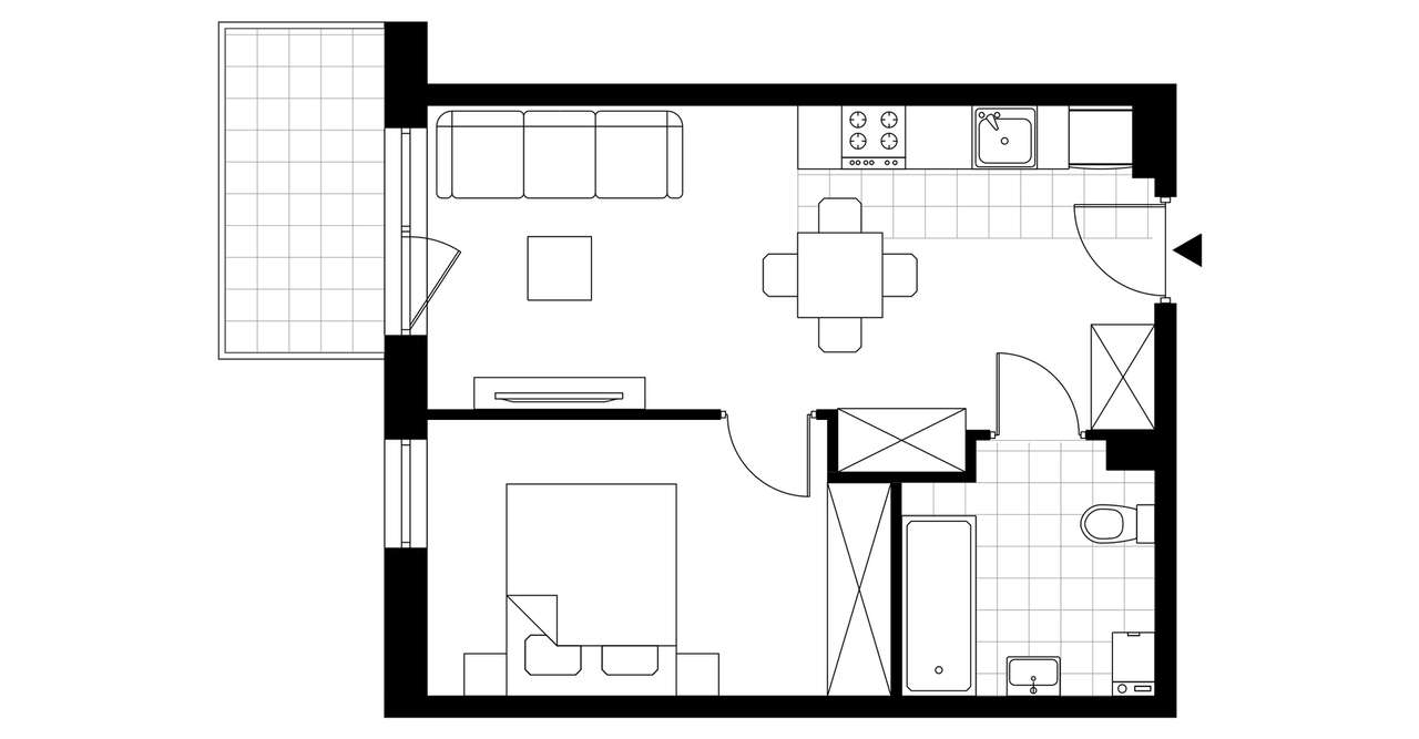 1-pokojowe mieszkanie 36m2 Bez Prowizji - Pełny obrazek: 3/8