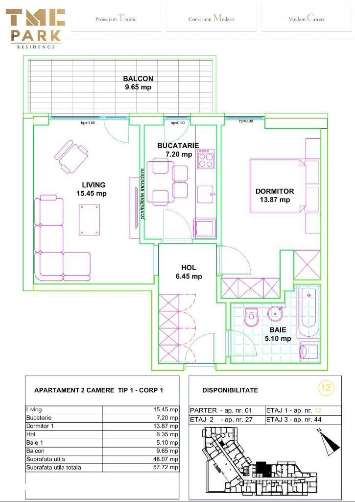 Apartament de 2 camere in stadiul de proiectare cu un super Pret