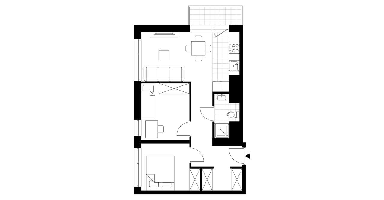 3-pokojowy apartament inwestycyjny 47m2 + balkon - Pełny obrazek: 3/8