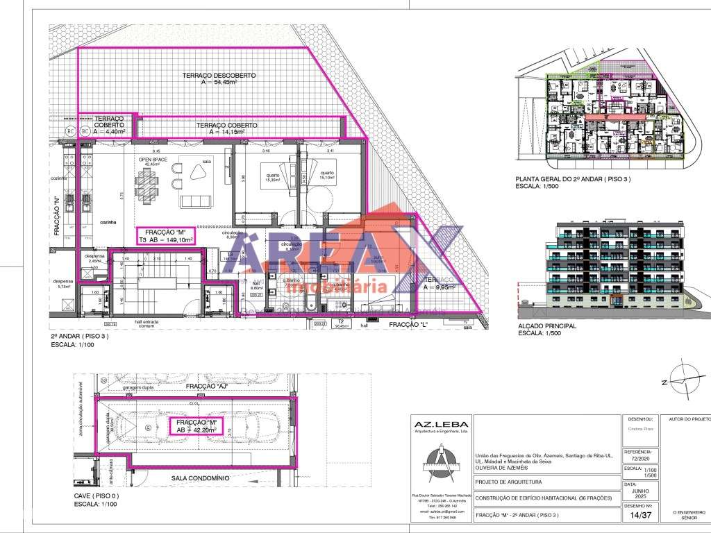 FRAÇÃO M - 2º andar - T3 c/ terraços - garagem fechada - Grande imagem: 2/17