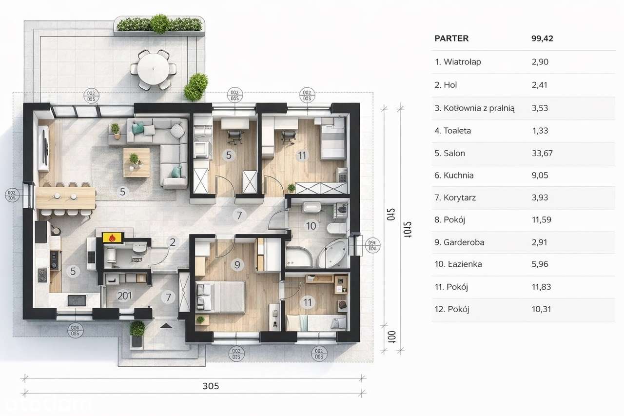 Klwatka Królewska- DOM Parterowy Z Lanym Stropem - Pełny obrazek: 4/4