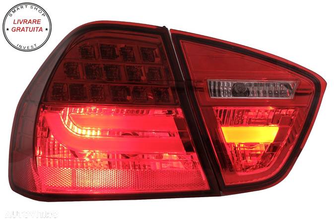 Stopuri LED Light Bar LCI Design BMW E90 Seria 3 Limuzina (2005-2008) Rosu Clar- livrare gratuita - 9