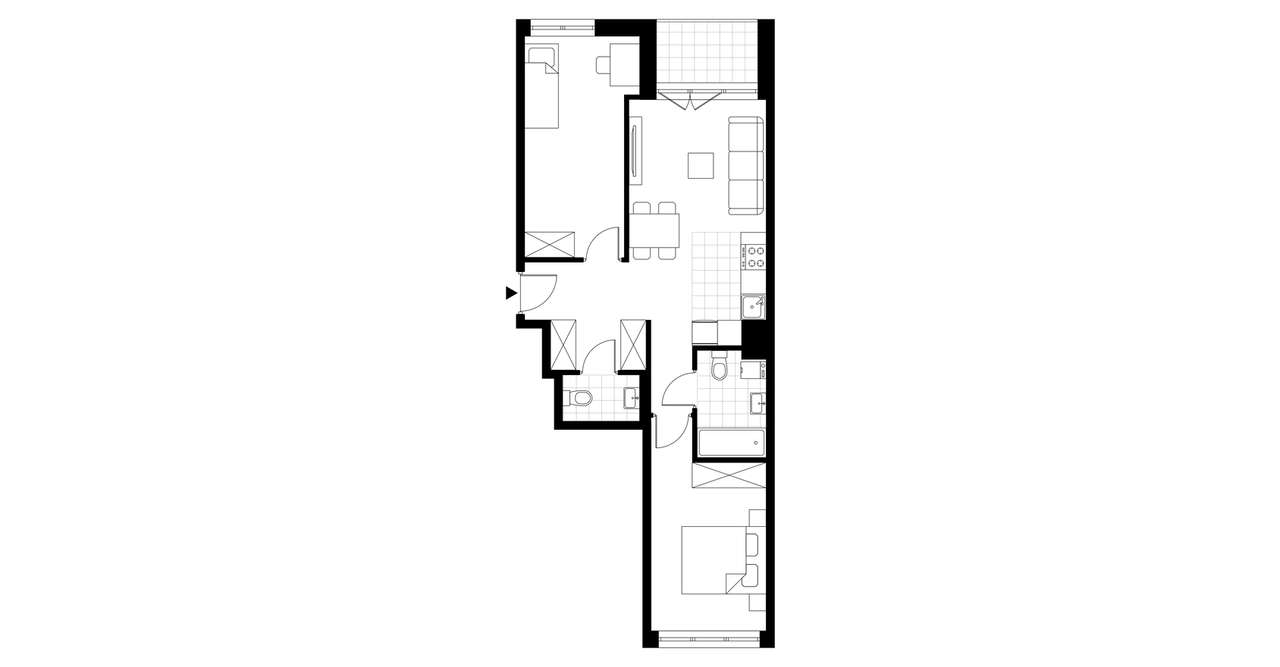 3-pokojowe mieszkanie 57m2 + loggia - Pełny obrazek: 3/8