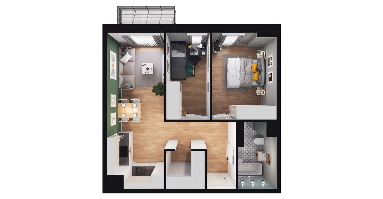 3-pokojowe mieszkanie 50m2 Bez Prowizji - Pełny obrazek: 2/8